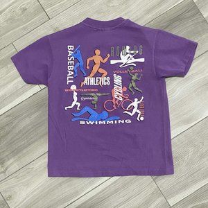 NEW Kids 1996 Olympics T-Shirt - Size 10-12 - Purple, Cotton, Short Sleeve